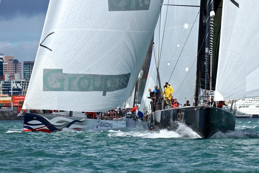 Giacomo and Beau Geste at the start of the PIC Coastal Classic 2014 © Richard Gladwell www.photosport.co.nz